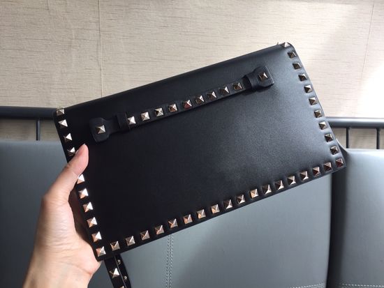 Valentino Rocksud Gold Studs Leather Clutch 1318