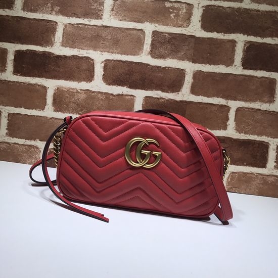 Gucci Shoulder Bag Bright Red Leather 447632