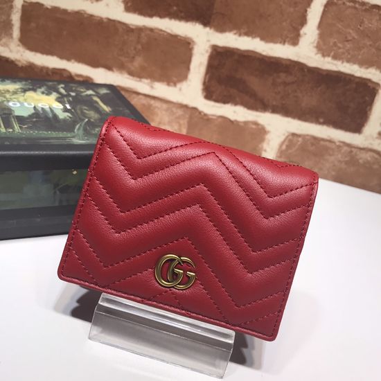 Gucci Leather Wallet Red Classic Design 466492