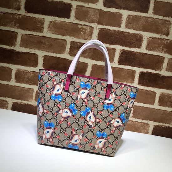 Gucci Deer Print Leather Bucket Bag 410812