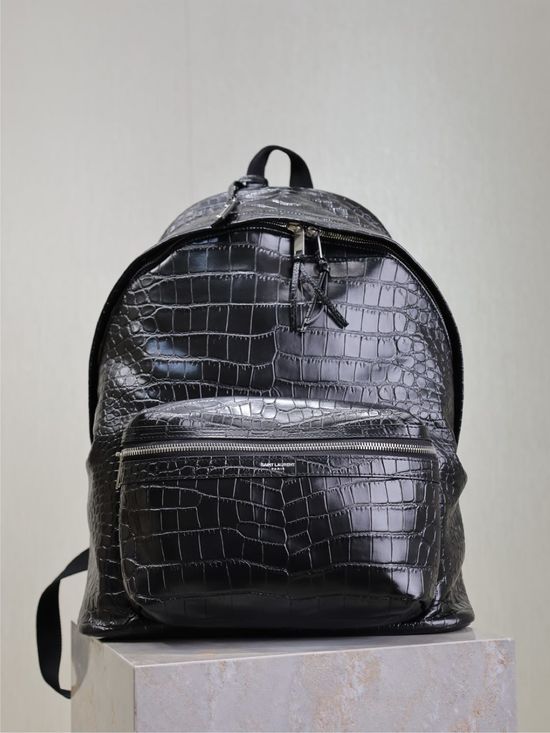 Yves Saint Laurent Crocodile Embossed Leather Backpack 326865