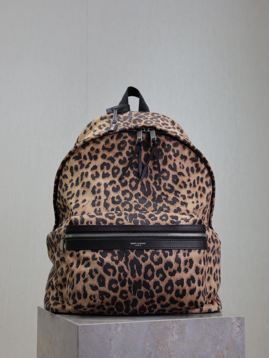 Yves Saint Laurent Leopard Velvet Calfskin Backpack Practical 3631