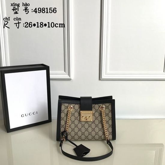 Gucci Shoulder Bag Lock Closure Black 498156