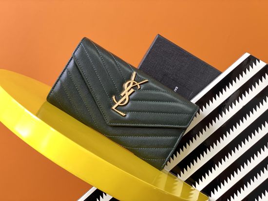 Yves Saint Laurent Wallet Grain Texture Gold Hardware 372264