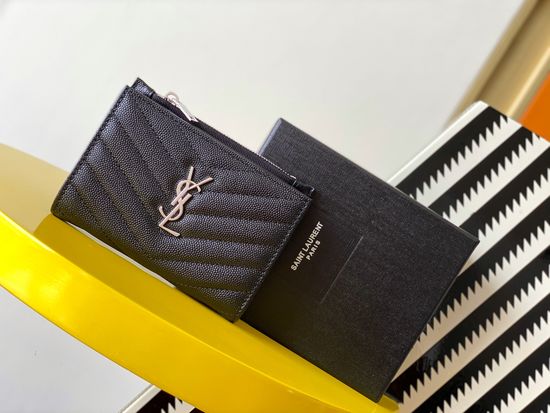 Yves Saint Laurent MONOGRAM Grain Leather Zip Wallet 575974