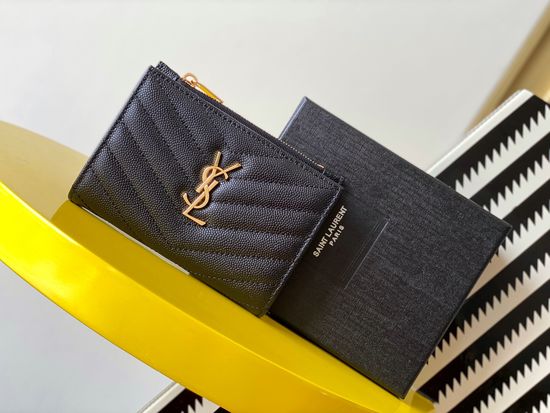Yves Saint Laurent MONOGRAM Grain Leather Zip Wallet 575974