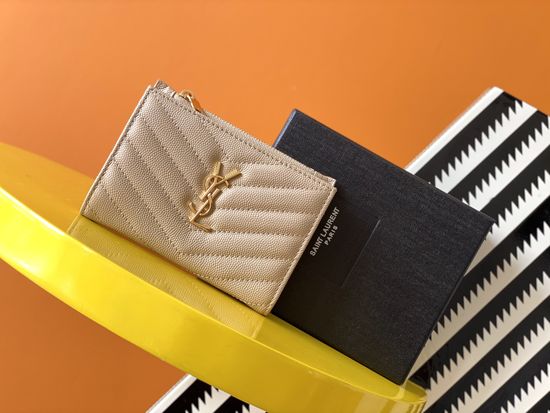 Yves Saint Laurent MONOGRAM Grain Leather Zip Wallet 575974