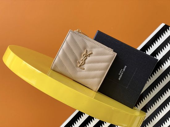 Yves Saint Laurent Quilted Leather Zipper Card Holder 575879