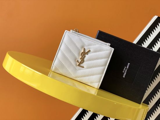 Yves Saint Laurent Quilted Leather Zipper Card Holder 575879