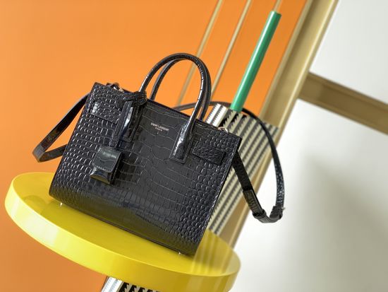Yves Saint Laurent Sac De Jour Crocodile Pattern Handbag 392035