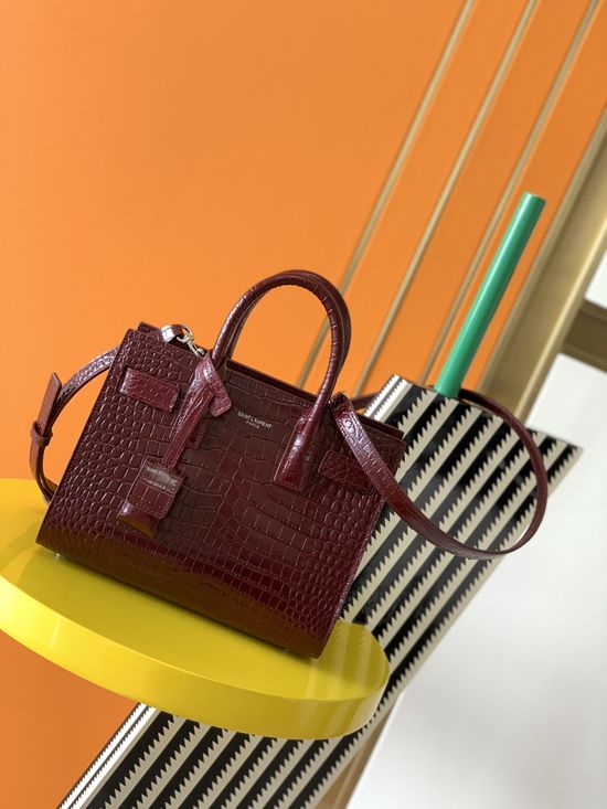 Yves Saint Laurent Sac De Jour Crocodile Pattern Handbag 392035