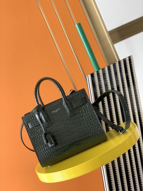 Yves Saint Laurent Sac De Jour Crocodile Pattern Handbag 392035