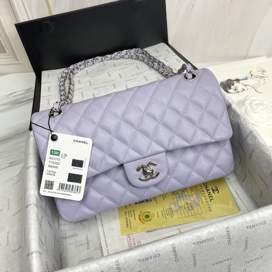 Chanel Classic Flap Caviar Silver Buckle Bag A01112