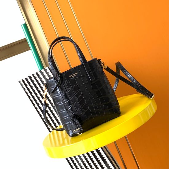 Yves Saint Laurent Mini Tote Shopping Bag with Crocodile Texture 712367