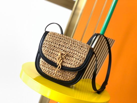 Yves Saint Laurent Saddle Woven Leather Mixed Material Bag 619740