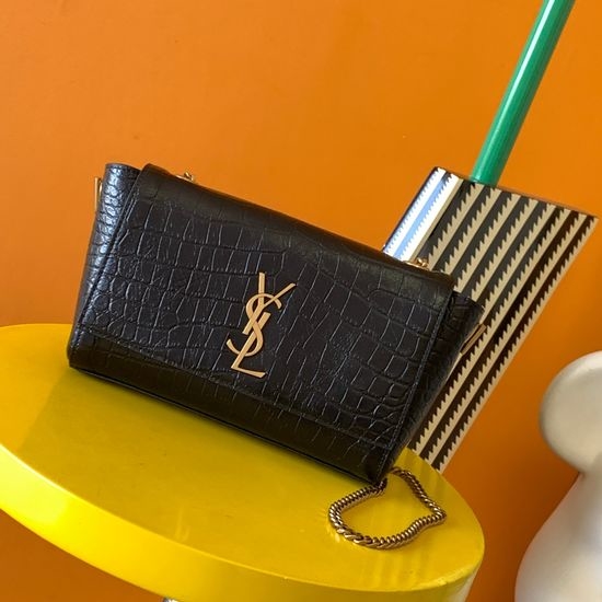 Yves Saint Laurent YSL Kate Reversible Crocodile Embossed Leather Bag 712250