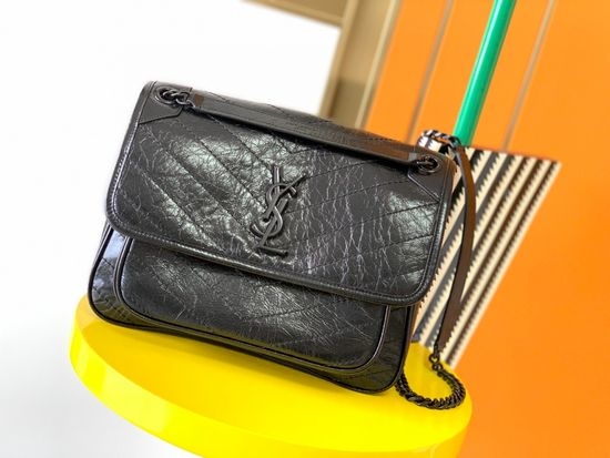 Yves Saint Laurent YSL Niki Crinkled Leather Bag 653158 498894
