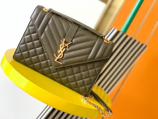 Yves Saint Laurent Envelope Grained Leather Shoulder Bag 487206