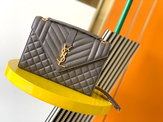Yves Saint Laurent Envelope Grained Leather Shoulder Bag 487206