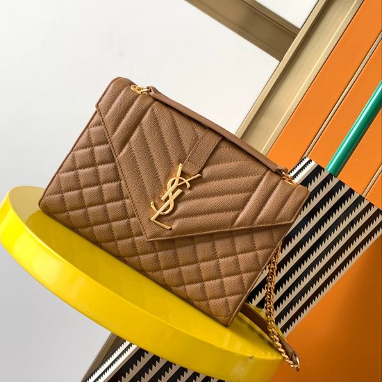 Yves Saint Laurent Envelope Grained Leather Shoulder Bag 487206