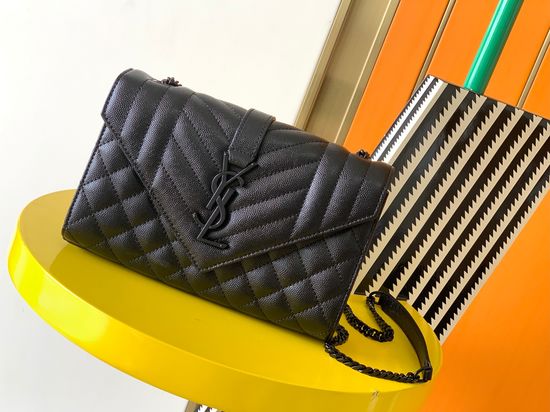 Yves Saint Laurent Envelope Bag Grained Leather Quilted 526286