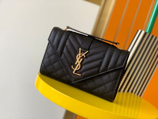 Yves Saint Laurent Envelope Grained Leather Quilted Bag 526286