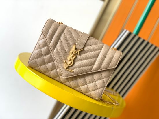 Yves Saint Laurent Envelope Bag Grained Leather Quilted 526286