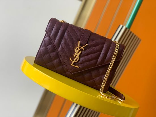 Yves Saint Laurent Envelope Bag Grained Leather Quilted 526286