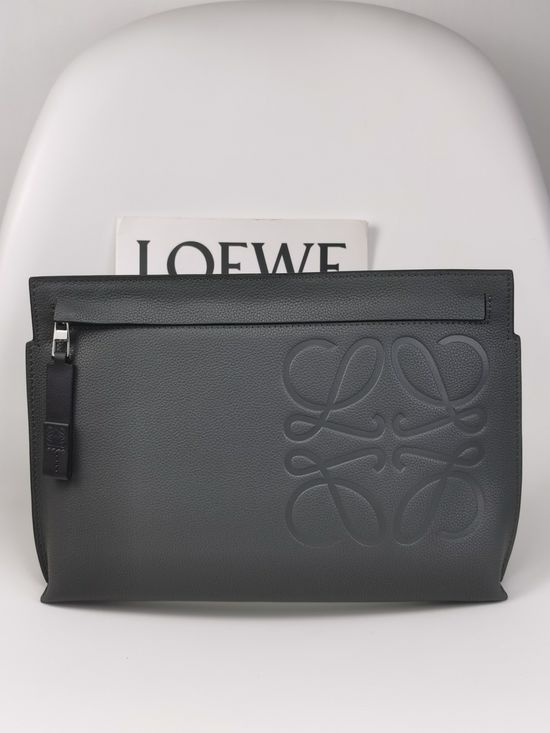 Loewe T Pouch Textured Leather Clutch 3040