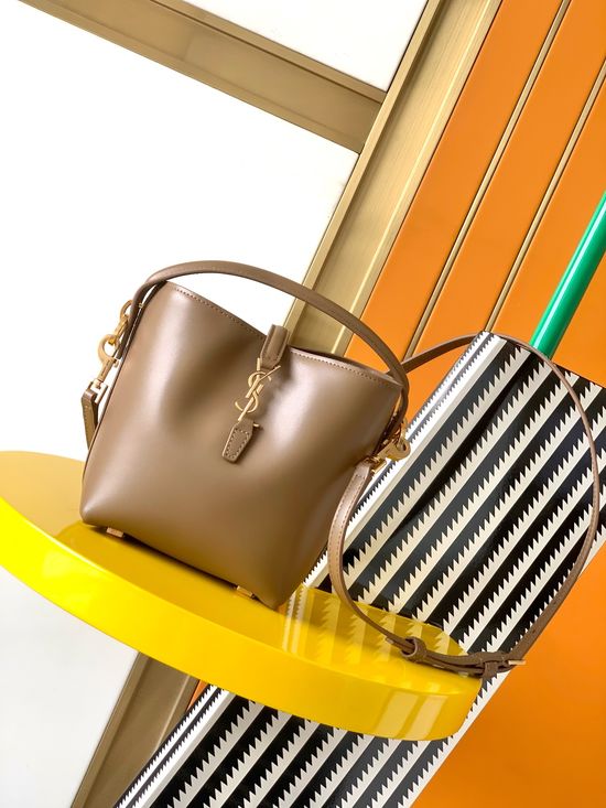 Yves Saint Laurent LE 37 Mini Shiny Leather Bucket Bag 765870