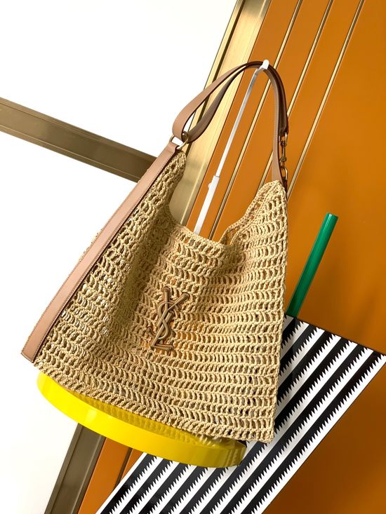 Yves Saint Laurent OXALIS Raffia Shoulder Bag 773984