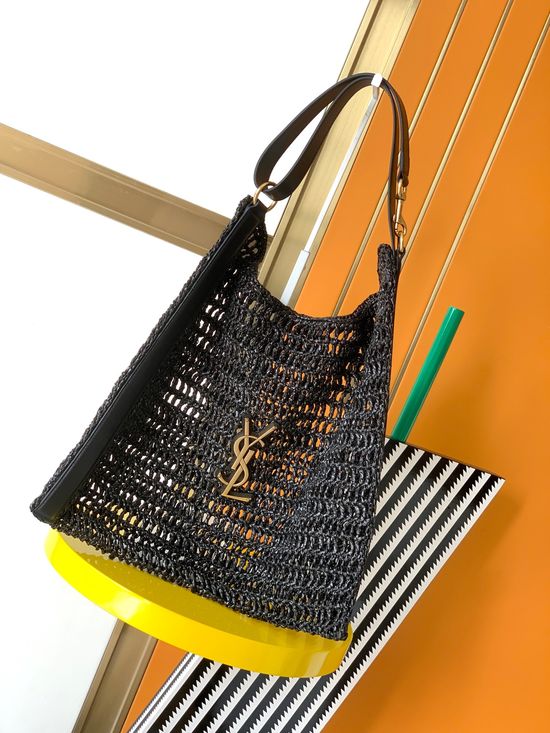 Yves Saint Laurent Raffia Woven Shoulder Bag 773984