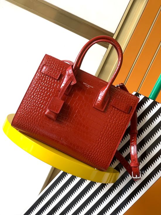 Yves Saint Laurent Sac De Jour Crocodile Embossed Bag 421863