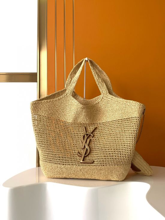Yves Saint Laurent Icare Raffia Woven Bag 772191