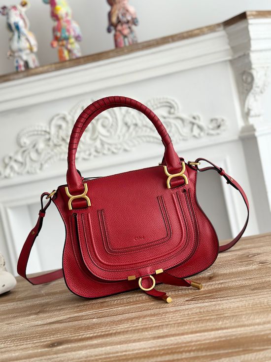 Chloe Marcie Medium Red Versatile Leather Bag 4795