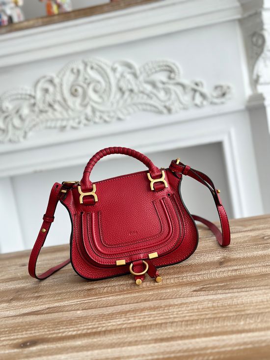 Chloe Marcie Elegant Red Leather Handbag 4794
