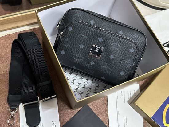 MCM Visetos Aren Black Crossbody Bag for Travel