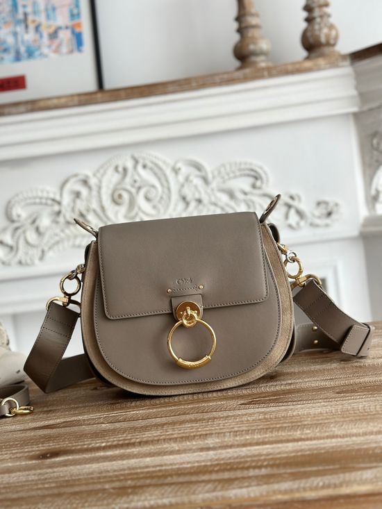 Chloe Tess Large Grey Saddle Handbag S1152