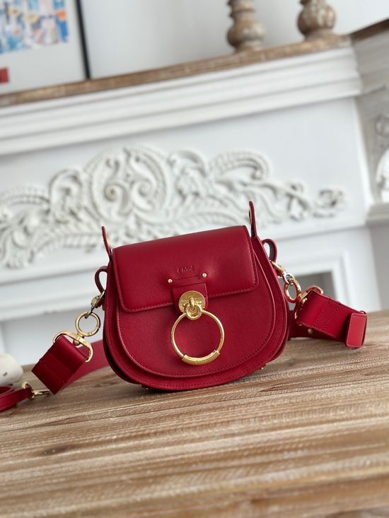 Chloe Tess Small Red Saddle Handbag S1153