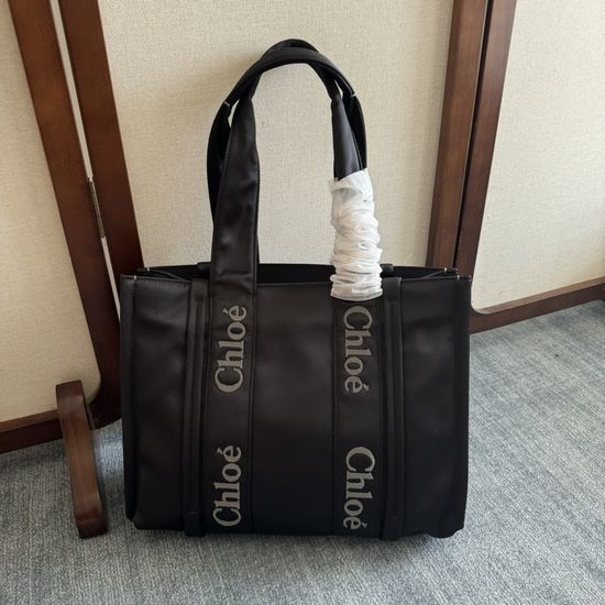 Chloe Woody Medium Tote Bag Leather Stripe Bag 6082