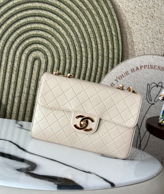 Chanel Classic Flap Beige Lambskin Vintage Bag A2222
