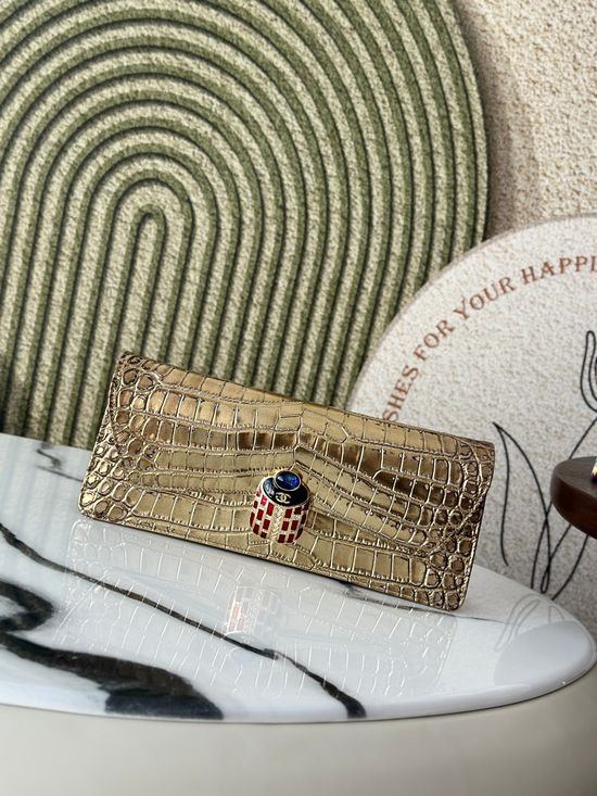 Chanel Vintage Crocodile Pattern Evening Clutch A2217