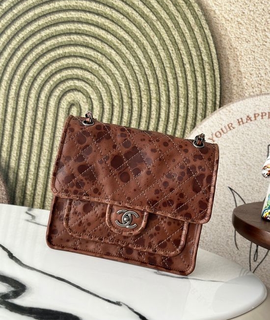 Chanel Vintage Resin Flap Tote Bag 2225 Brown