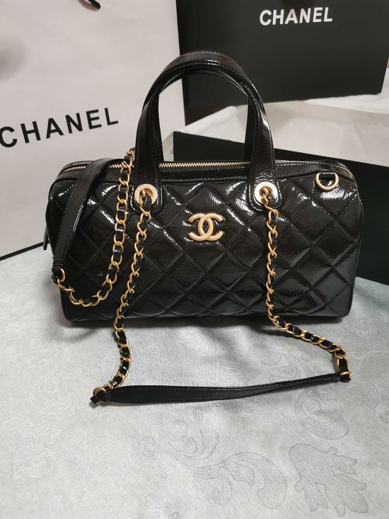 Chanel Classic Bowling Bag Quilted with Gold Hardware 5579