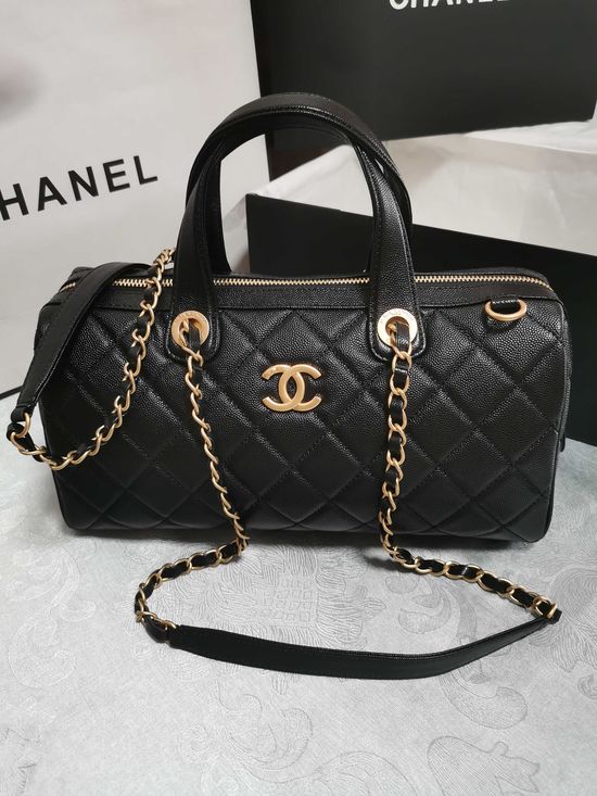 Chanel Classic Bowling Bag Quilted with Gold Hardware 5579