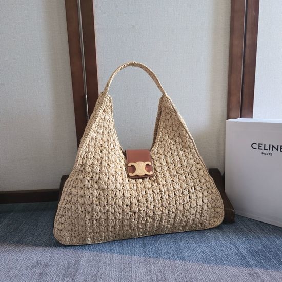 Celine CABAS TRIANG Handwoven Straw Tote Bag 119772