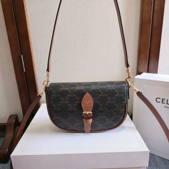 Celine Folco Saddle Bag Classic Signature Print 122652