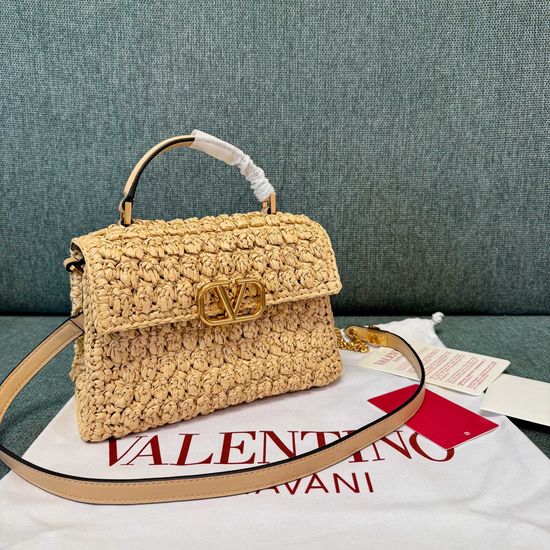Valentino VSLING Raffia Woven Handbag 0530