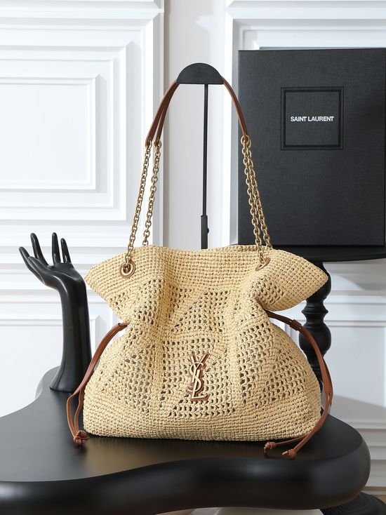 Yves Saint Laurent Jamie Raffia Shopping Tote Bag 838876-1