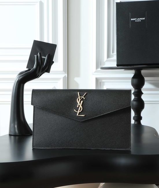 Yves Saint Laurent YSL Uptown Grained Leather Clutch 565739